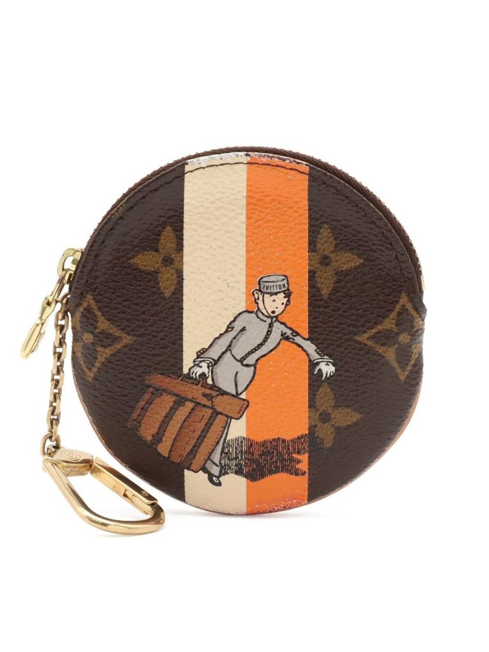 Louis Vuitton Monogram Groom Porte Monnaie Rond Coin Purse Round Bellboy Print
